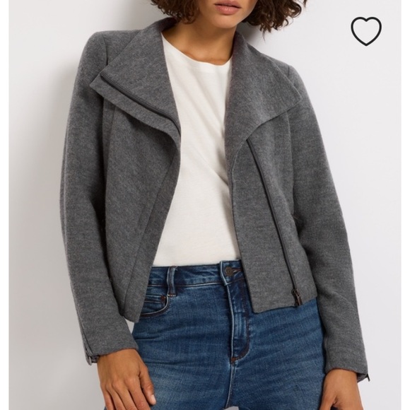 MARCS LANI 100%AUSTRALIAN MERINO FELTED WOOL STRETCH KNIT JACKET MID GREY sz8 - Picture 1 of 16